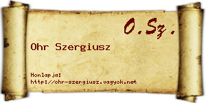 Ohr Szergiusz névjegykártya